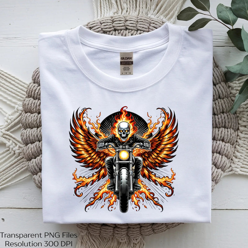 Skull Biker Flame Winged Motorcycle Clipart Bundle - CraftNest - Digital Crafting and Art