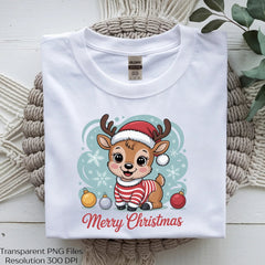 Kawaii Deer in Santa Hat Clipart Bundle - CraftNest - Digital Crafting and Art