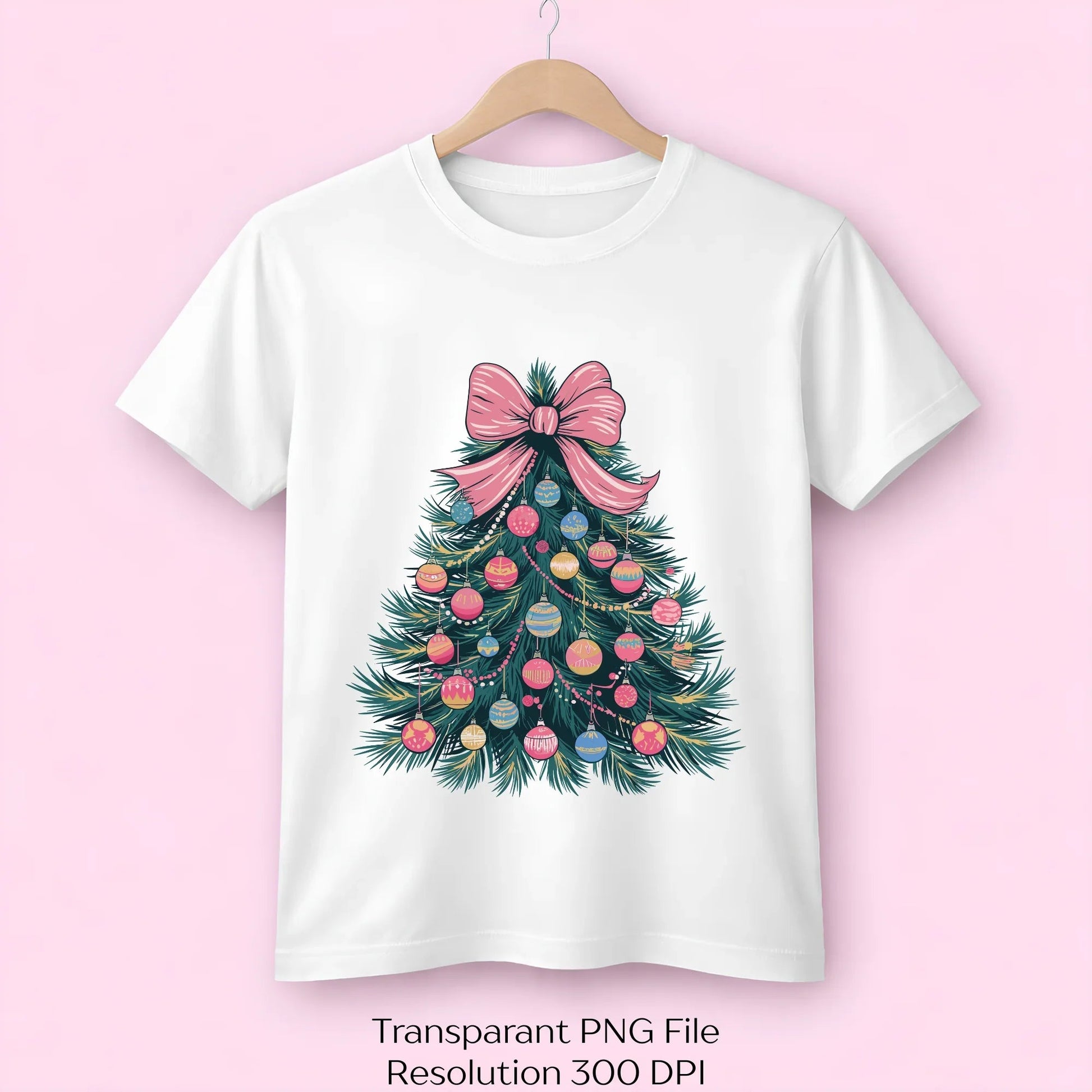 Christmas Tree Pink Bow Ornaments Clipart Bundle - CraftNest - Digital Crafting and Art