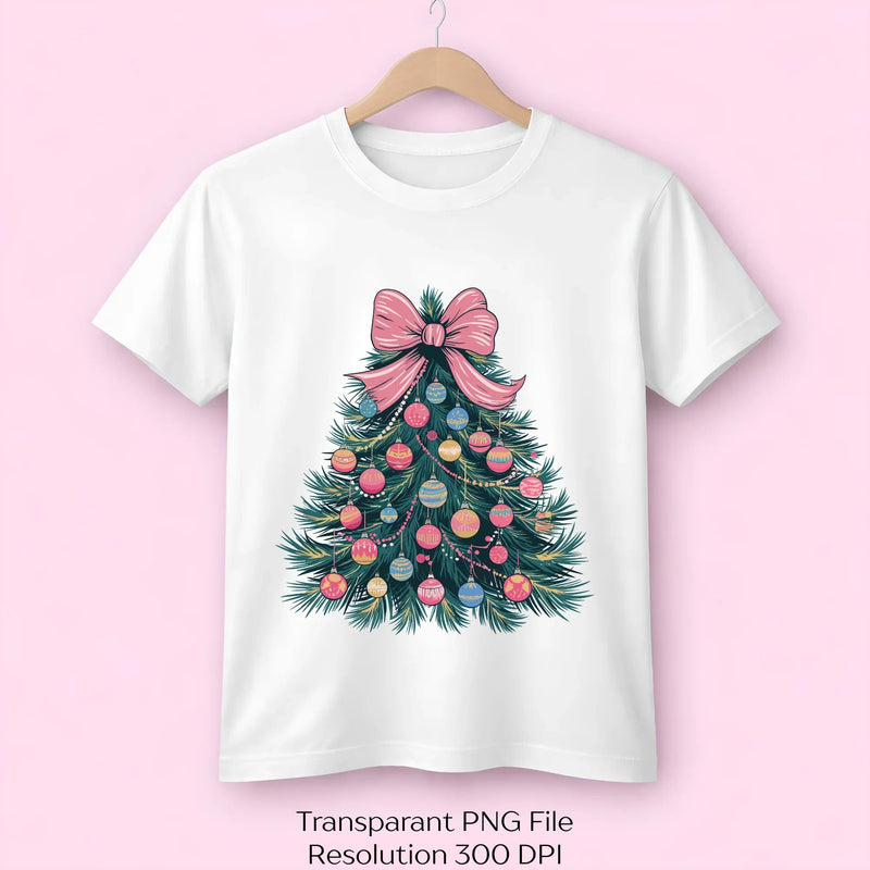 Christmas Tree Pink Bow Ornaments Clipart Bundle - CraftNest - Digital Crafting and Art