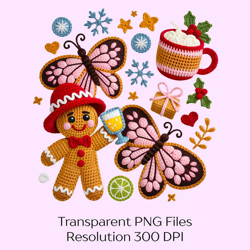 Retro Yarn Crochet Gingerbread Clipart Bundle - CraftNest - Digital Crafting and Art