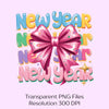 Happy New Year Coquette Bow Clipart Bundle