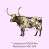 Longhorn Wrapped in Christmas Lights Clipart Bundle
