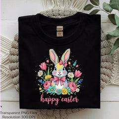 Cute Pastel Bunny Happy Easter Floral Clipart Bundle - CraftNest - Digital Crafting and Art