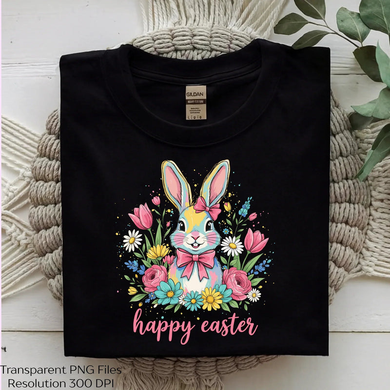 Cute Pastel Bunny Happy Easter Floral Clipart Bundle - CraftNest - Digital Crafting and Art