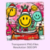 Preppy Christmas Smiley Face Clipart Bundle