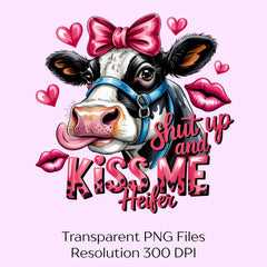 Shut Up And Kiss Me Heifer Clipart Bundle - CraftNest - Digital Crafting and Art