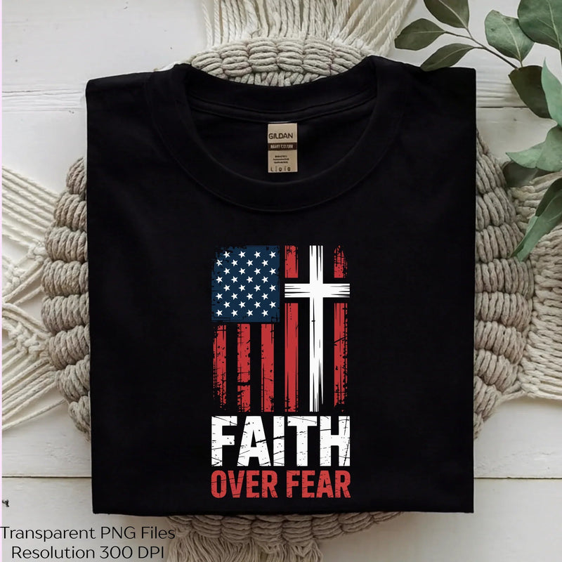 Faith Over Fear USA Flag Shirt SVG Bundle - CraftNest - Digital Crafting and Art