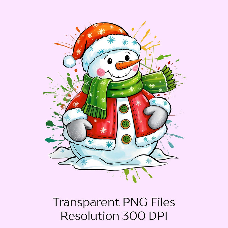 Splatter Snowman Christmas Clipart Bundle - CraftNest - Digital Crafting and Art