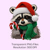 Crochet Christmas Raccoon Clipart Bundle