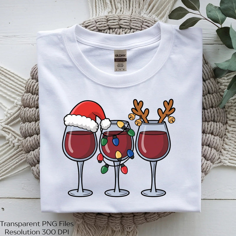 Christmas Wine Glass Holiday Drink Clipart Bundle - CraftNest - Digital Crafting and Art