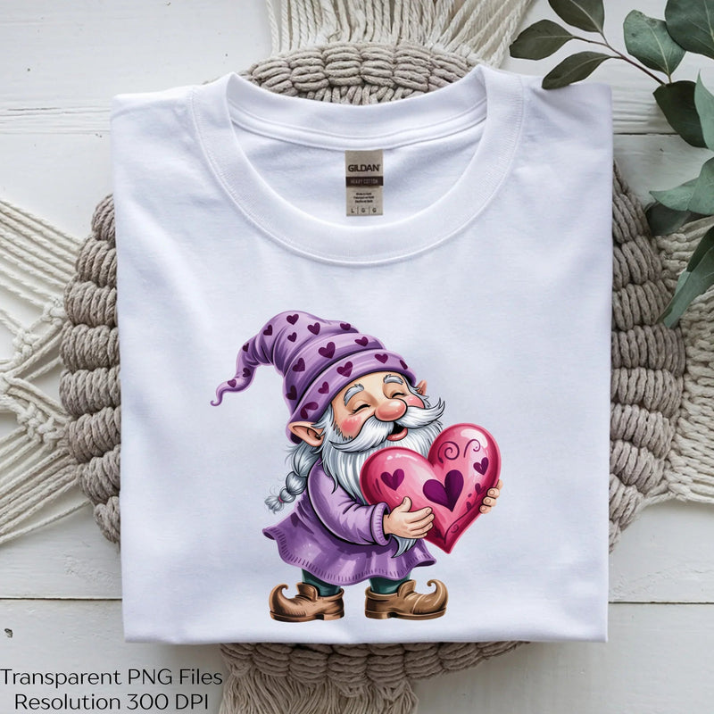 Purple Hugging Heart Gnome Clipart Bundle - CraftNest - Digital Crafting and Art