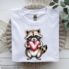 Valentine Raccoon Holding Heart Clipart Bundle - CraftNest - Digital Crafting and Art