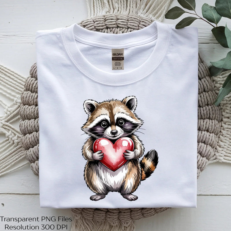 Valentine Raccoon Holding Heart Clipart Bundle - CraftNest - Digital Crafting and Art