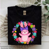 Cute Pink Bunny Floral Wreath Easter Clipart Bundle