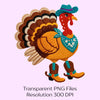 Cowboy Turkey Thanksgiving Clipart Bundle