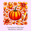 Boho Fall Floral Pumpkin Clipart Bundle
