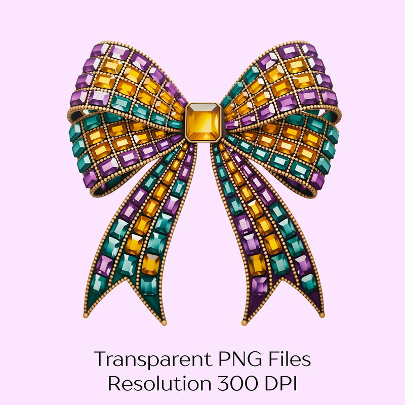 Rhinestone Mardi Gras Coquette Bow Clipart Bundle - CraftNest - Digital Crafting and Art
