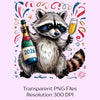 Snarky New Year Raccoon Clipart Bundle