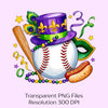 Mardi Gras Baseball Clipart Bundle