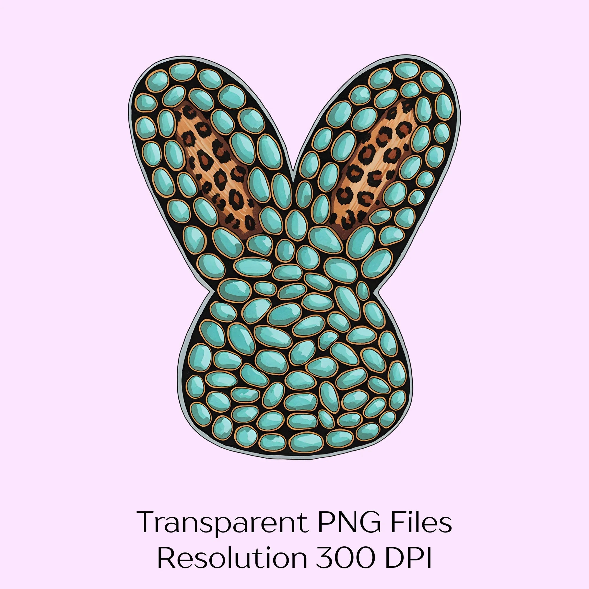 Turquoise Rabbit Easter Clipart Bundle