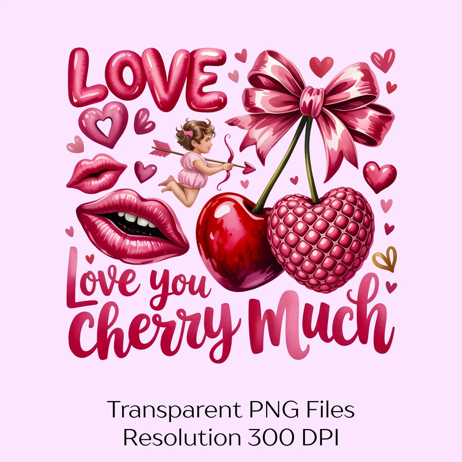 Love You Cherry Much Valentine's Clipart Bundle - CraftNest - Digital Crafting and Art