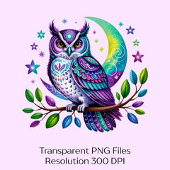 Owl and Moon Mandala Clipart Bundle - CraftNest - Digital Crafting and Art