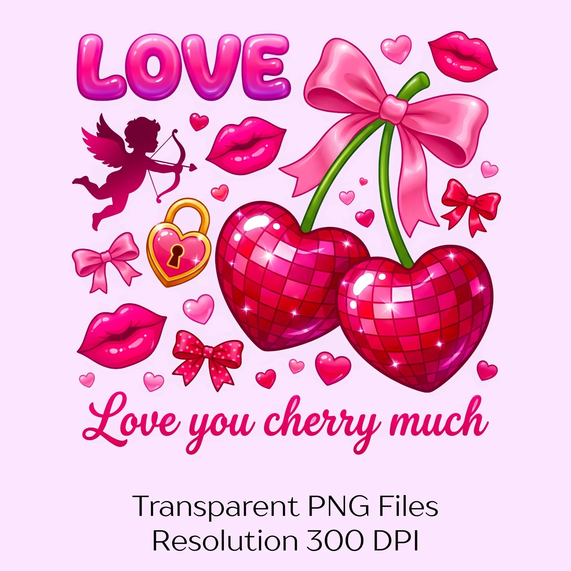 Love You Cherry Much Valentine's Clipart Bundle - CraftNest - Digital Crafting and Art