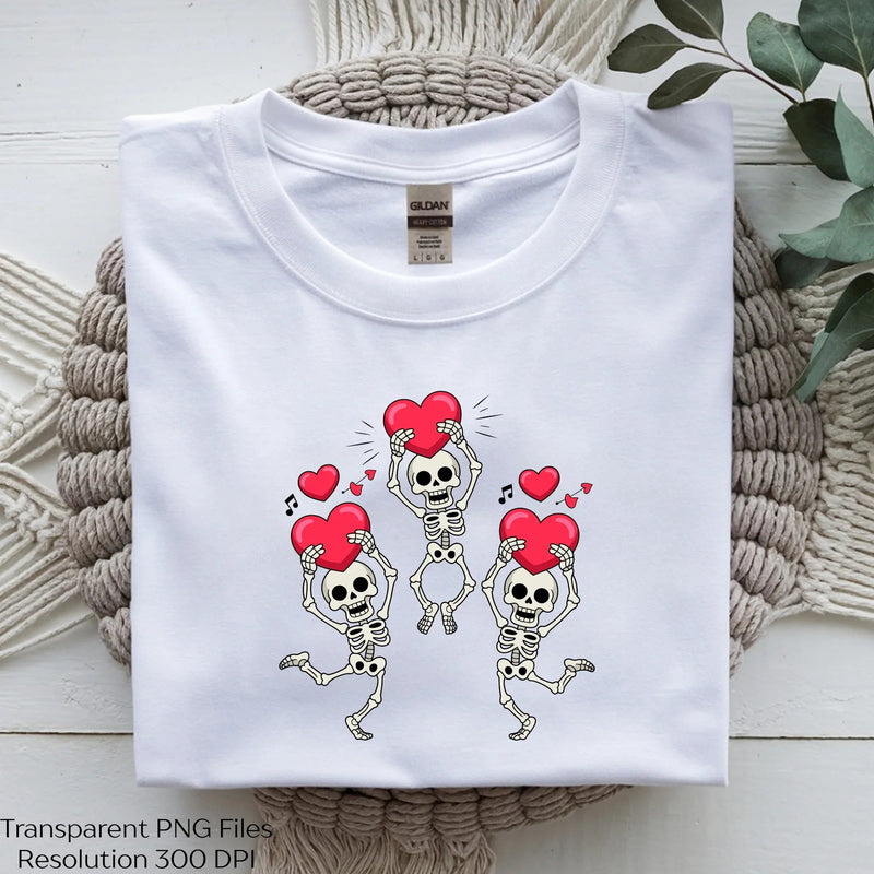 Funny Dancing Skeletons Hearts Valentine Clipart Bundle - CraftNest - Digital Crafting and Art