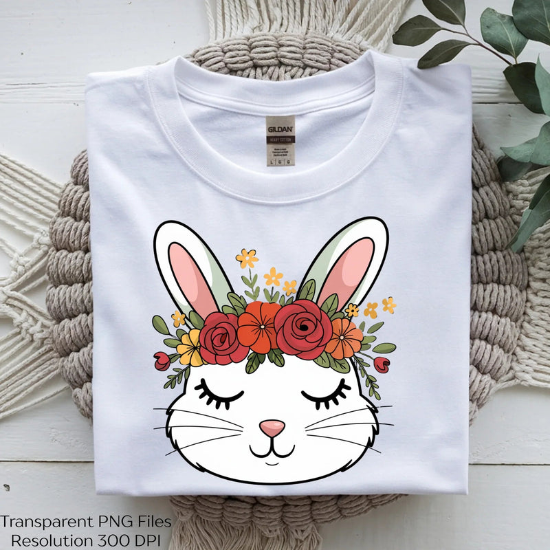 Floral Bunny Face Cute Easter Clipart Bundle - CraftNest - Digital Crafting and Art