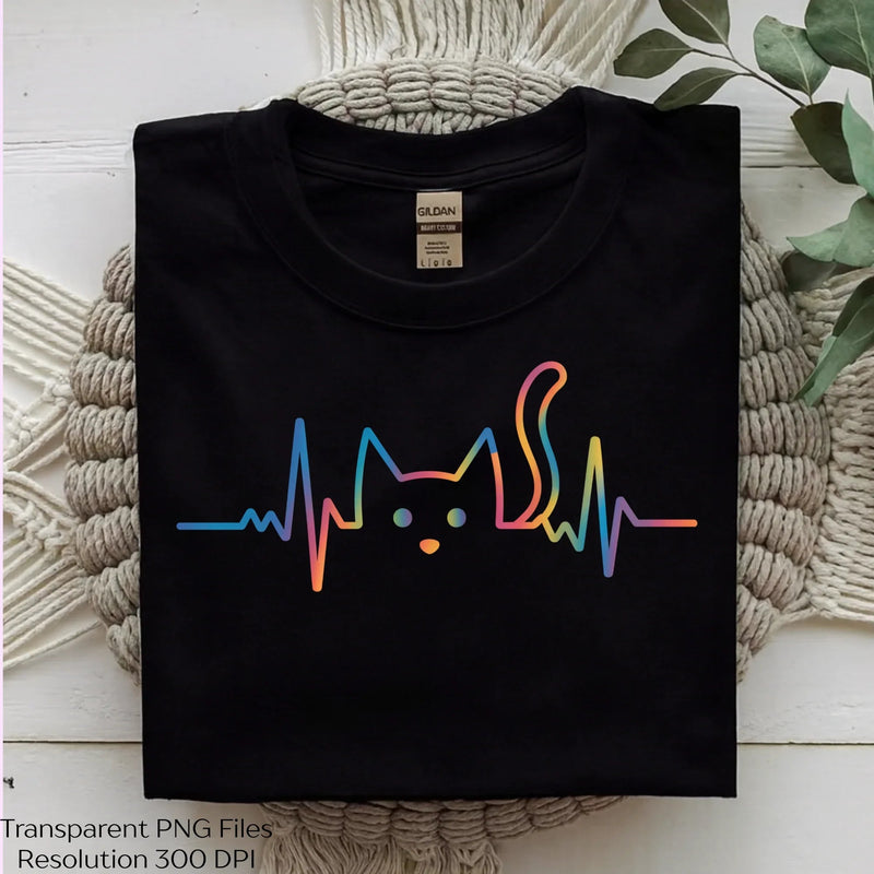 Rainbow Cat Heartbeat Line Clipart Bundle - CraftNest - Digital Crafting and Art