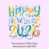 Happy New Year Pink Coquette Clipart Bundle