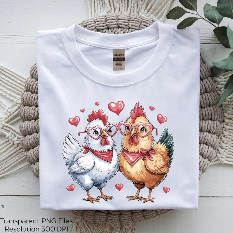Adorable Chicken Couple Valentine Clipart Bundle - CraftNest - Digital Crafting and Art