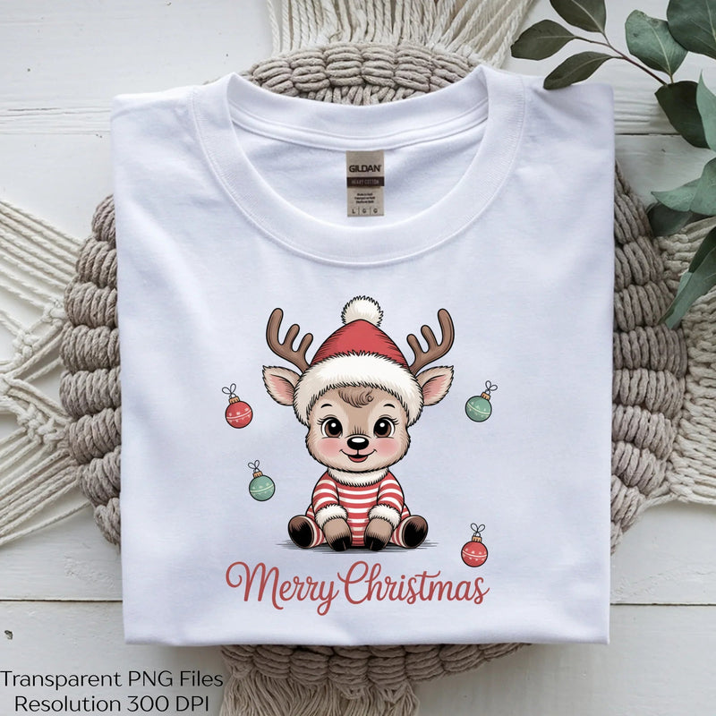 Cute Baby Reindeer Merry Christmas Clipart Bundle - CraftNest - Digital Crafting and Art