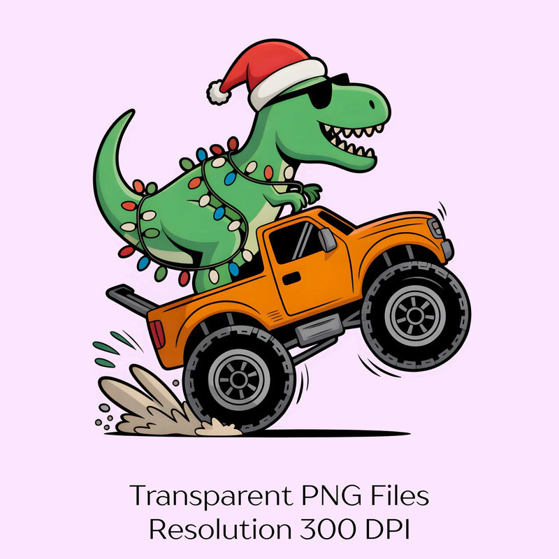 Dinosaur Monster Truck Christmas Clipart Bundle - CraftNest - Digital Crafting and Art
