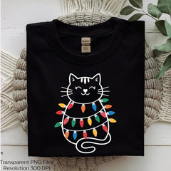 Cute Cat Christmas Lights Funny Clipart Bundle - CraftNest - Digital Crafting and Art
