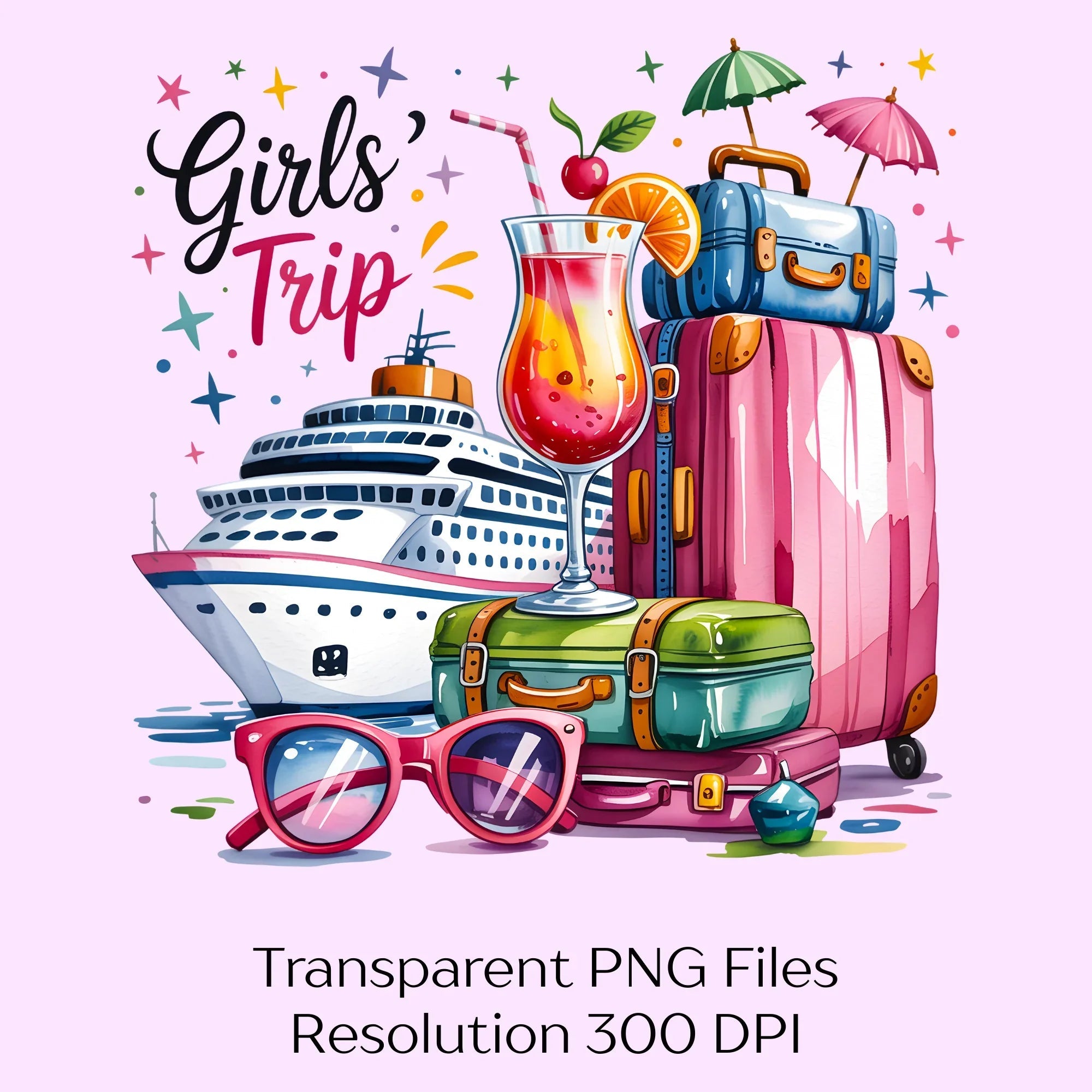 Girls Trip Colorful Cruise Clipart Bundle - CraftNest - Digital Crafting and Art