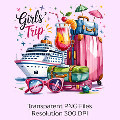 Girls Trip Colorful Cruise Clipart Bundle - CraftNest - Digital Crafting and Art