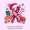 Pink Christmas Breast Cancer Ribbon Clipart Bundle