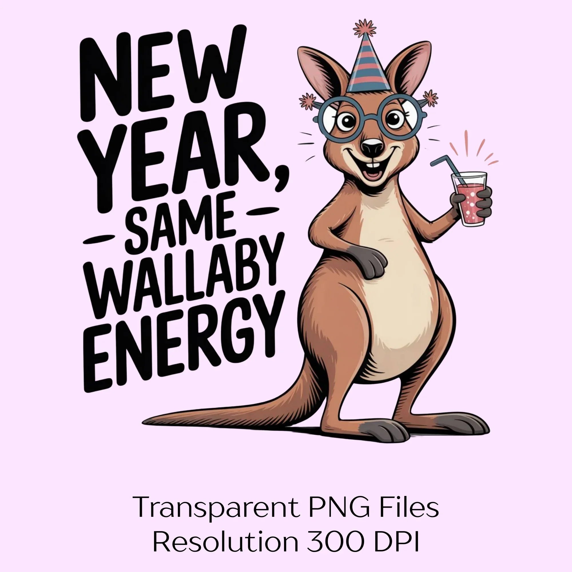 Funny New Year Wallaby Quote Party Humor Clipart Bundle - CraftNest - Digital Crafting and Art