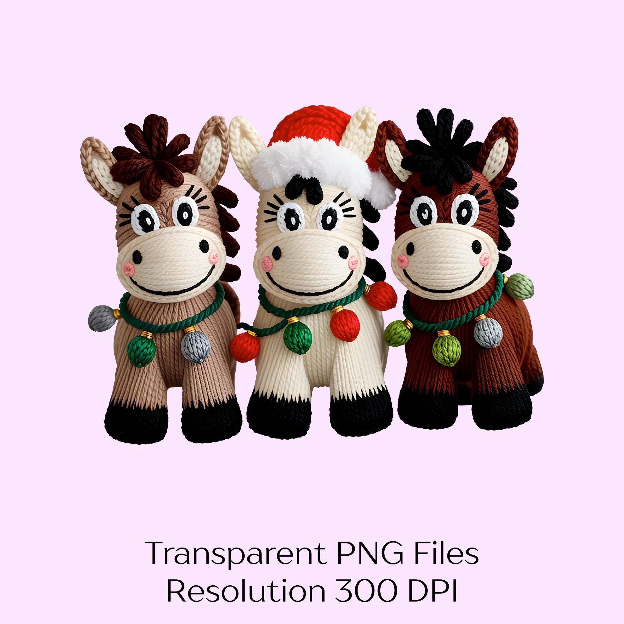 Trendy Crochet Christmas Horses Clipart Bundle - CraftNest - Digital Crafting and Art