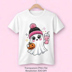 Cute Pink Beanie Ghost Pumpkin Halloween Clipart Bundle - CraftNest - Digital Crafting and Art