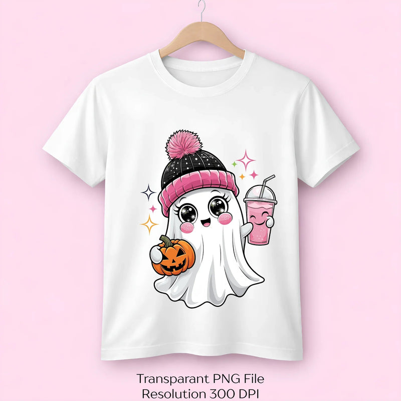 Cute Pink Beanie Ghost Pumpkin Halloween Clipart Bundle - CraftNest - Digital Crafting and Art
