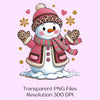 Faux Yarn Crochet Pink Snowman Clipart Bundle