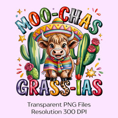 Moo Chas Grassias Cow Clipart Bundle - CraftNest - Digital Crafting and Art