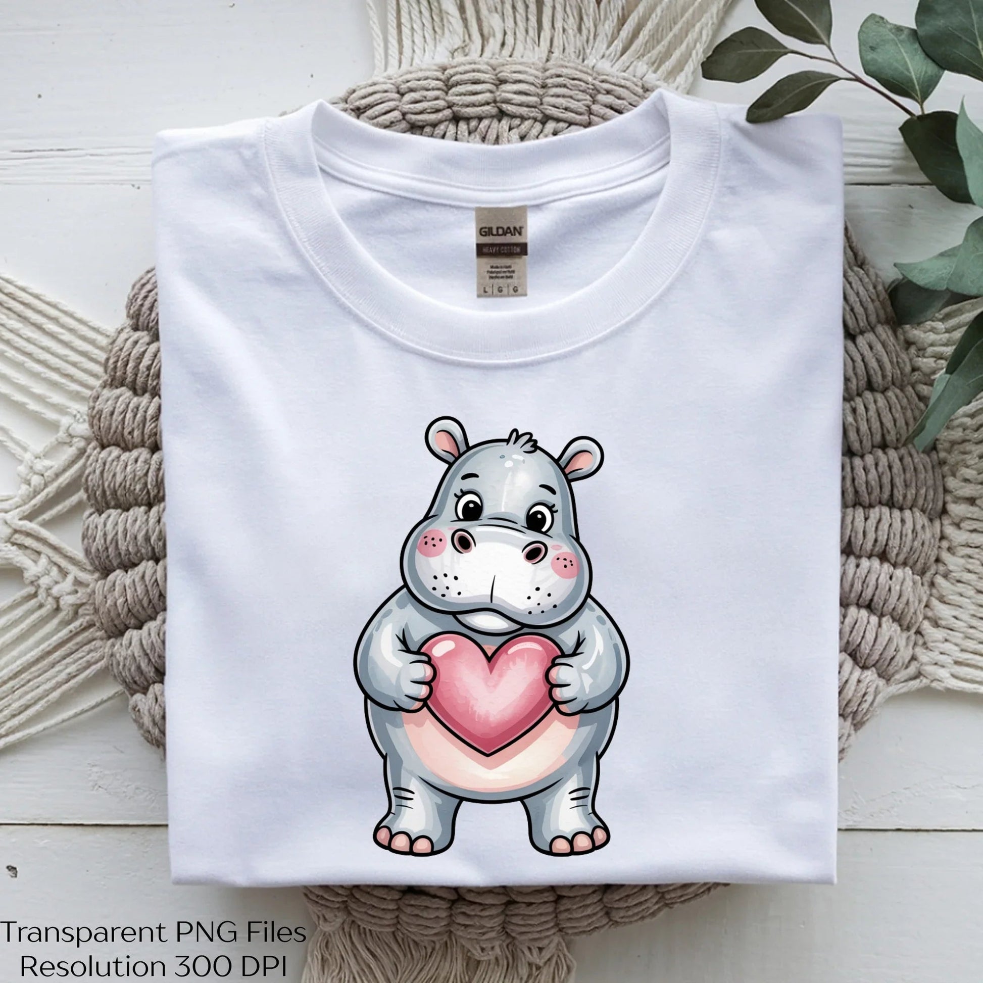 Cute Hippo Holding Heart Clipart Bundle - CraftNest - Digital Crafting and Art