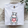 Cute Hippo Holding Heart Clipart Bundle