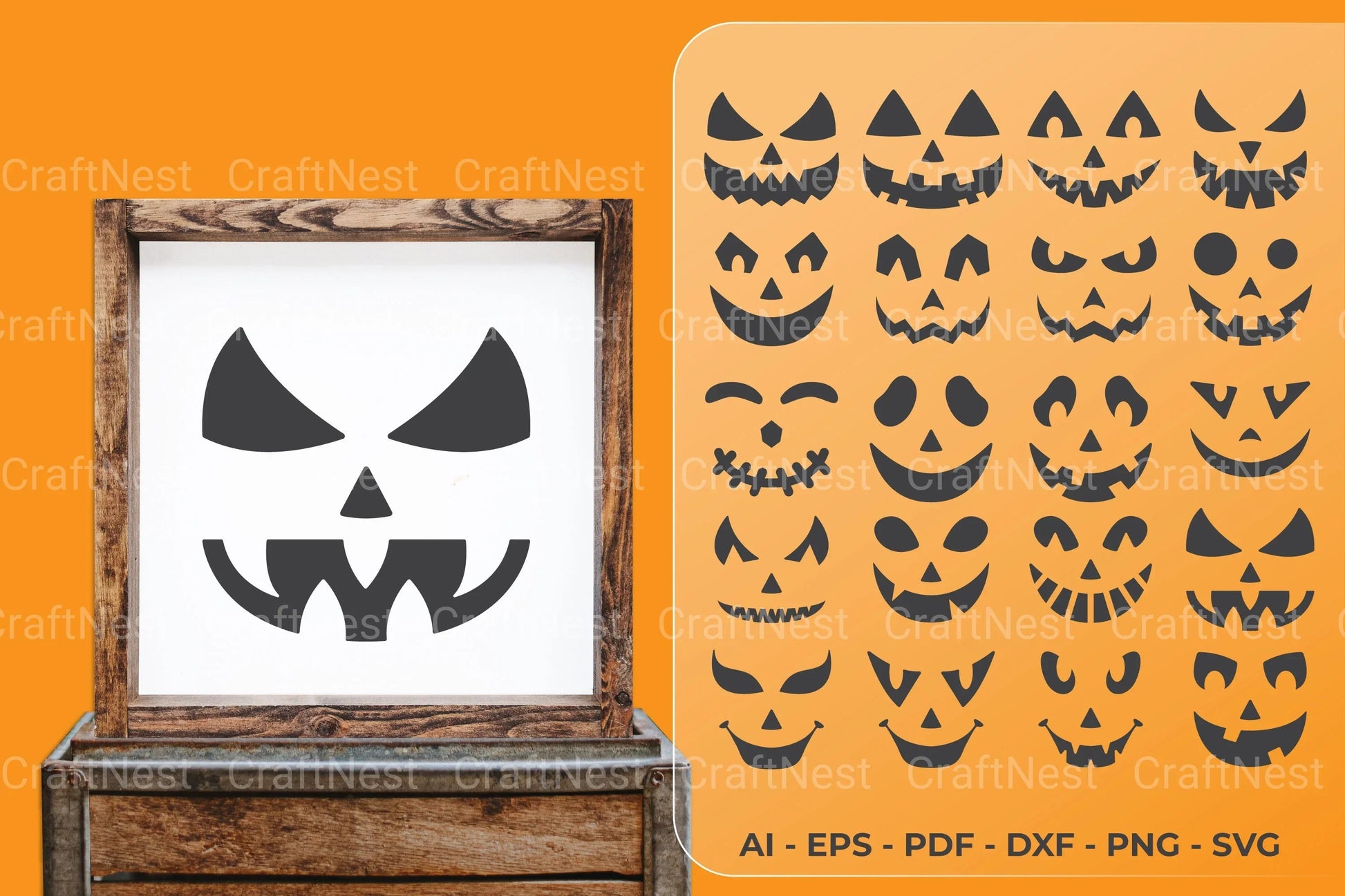 Pumpkin Face Decal SVG Bundle - CraftNest - Digital Crafting and Art
