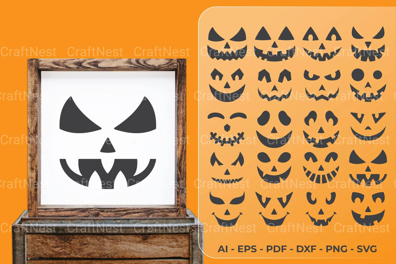 Pumpkin Face Decal SVG Bundle - CraftNest - Digital Crafting and Art