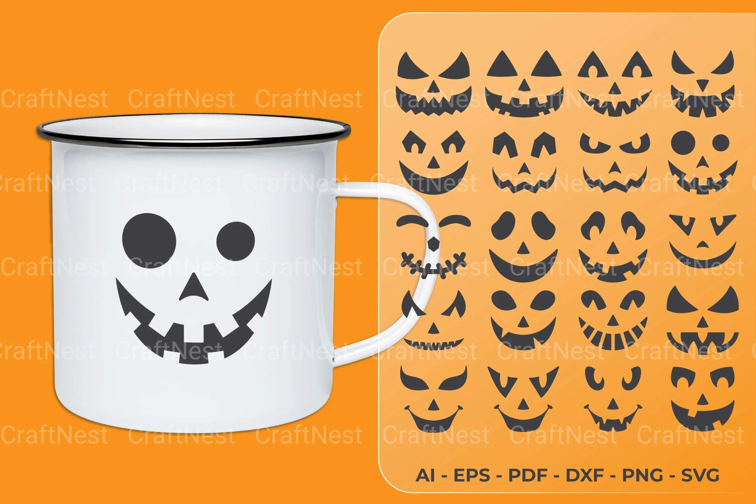Pumpkin Face Decal SVG Bundle - CraftNest - Digital Crafting and Art
